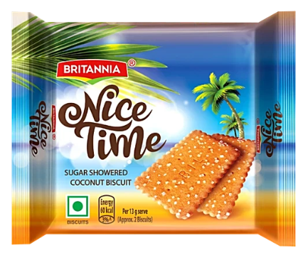 Britannia Nice Time Sugar Showered Coconut Biscuit - 52.7 g