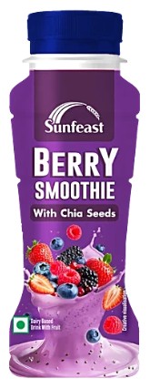 Sunfeast Berry Smoothie With Chia Seeds, 160 ml