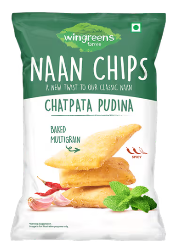 Wingreens Farms Chatpata Pudina Naan Chips - 30G